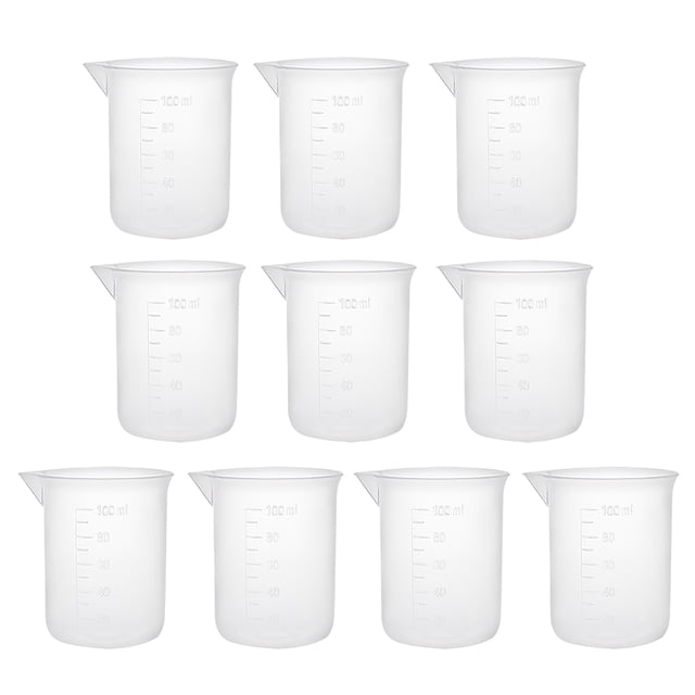 Unique Bargains 10pcs Measuring Cup Labs Clear PP Plastic Graduated Beakers 100ml