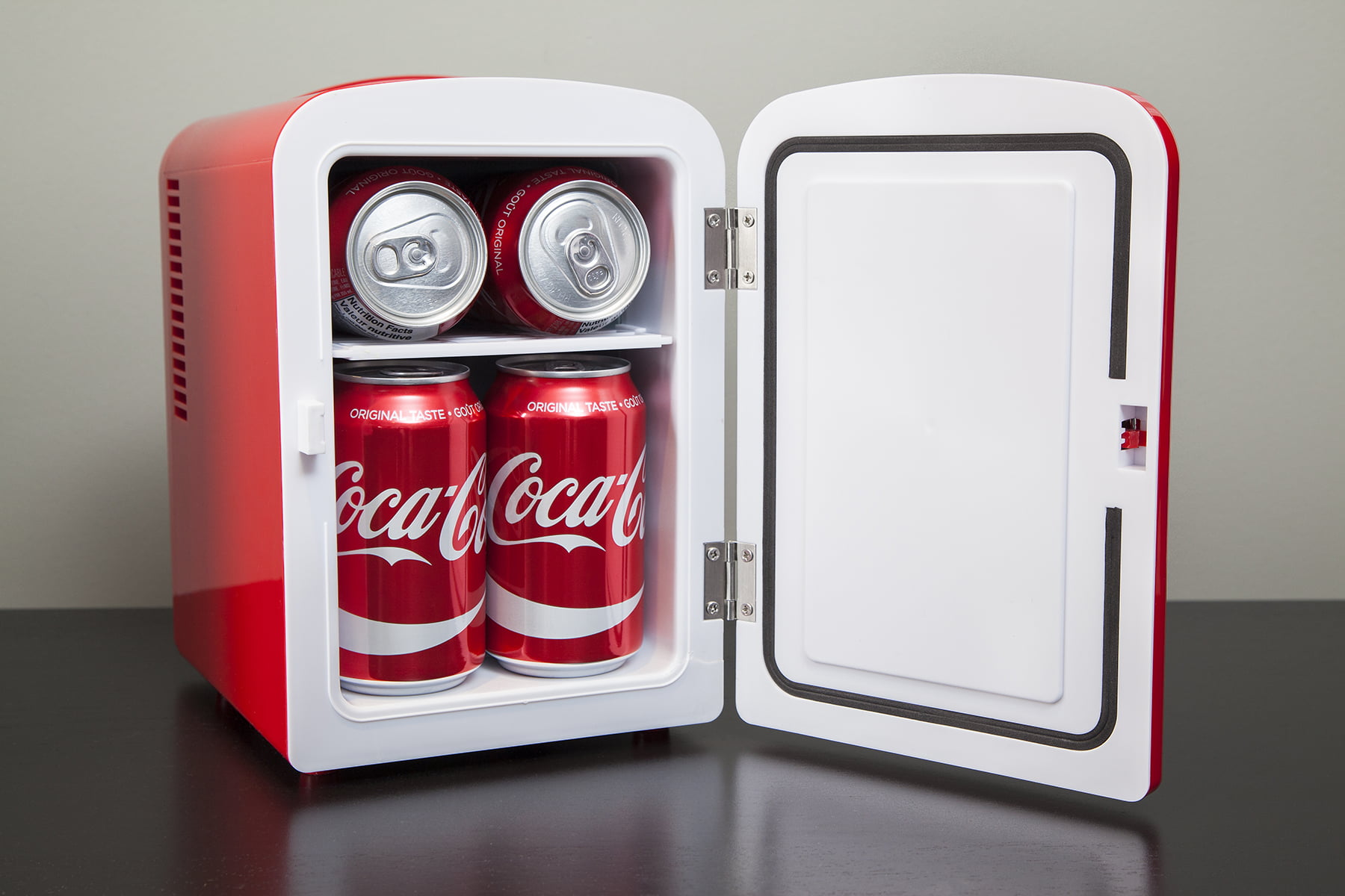 Koolatron Coca-Cola 6 Coke Can Personal Mini Fridge Cooler Quiet 120V AC 12V DC