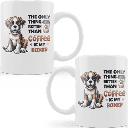 

Lotusprinthandmade The Only Thing Better Than My Coffee is My Dog White Ceramic Mug (15oz) (Made In US)