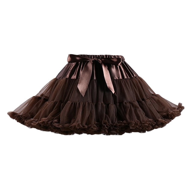 Womens Multi-Layered Solid Pleated Tulle Tutu Puffy Party Club Cosplay Mini Skirt