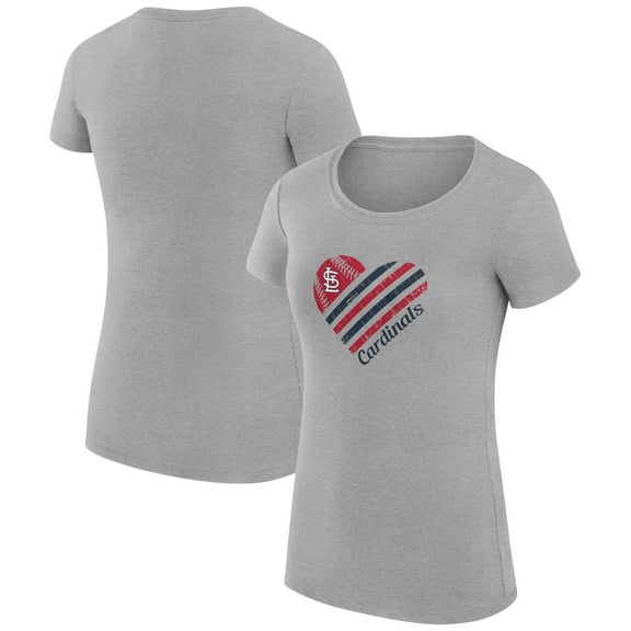 Women's G-III 4Her by Carl Banks  Heather Gray St. Louis Cardinals Super-Slim Fit Lightweight Heart Graphic T-Shirt