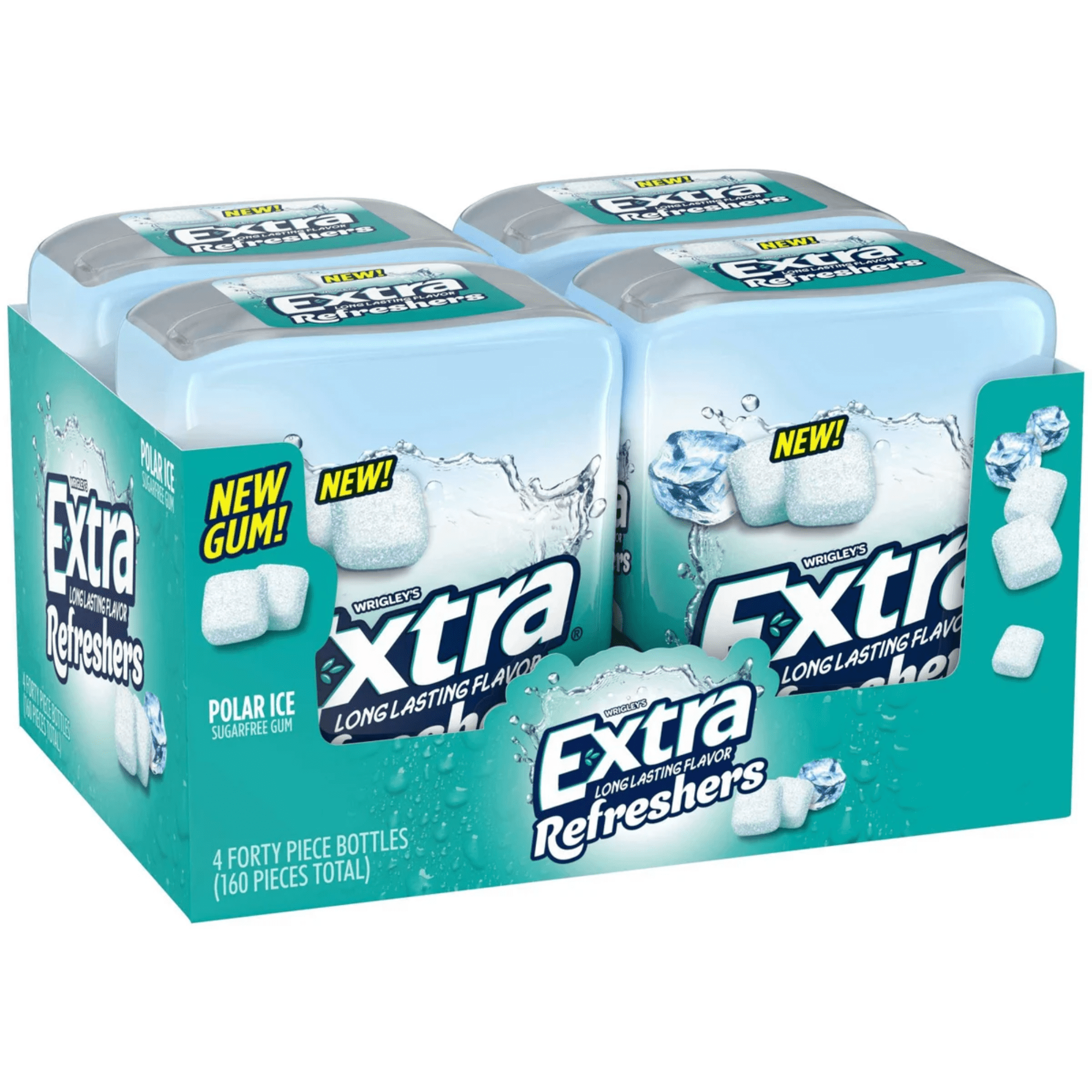 EXTRA Refreshers POLAR ICE Sugar Free Chewing Gum Bulk, 40 Pieces Per Gum Bottle 320 Pieces Total (Pack of 8)