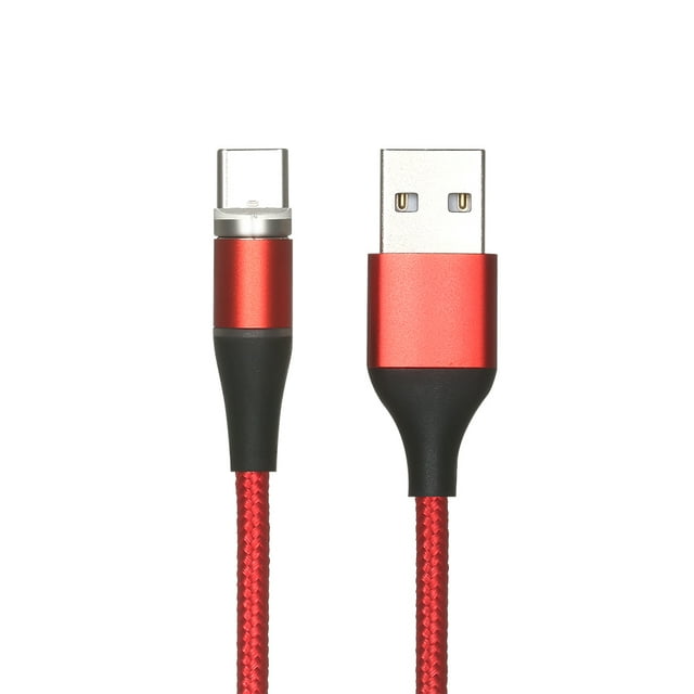 TFixol 2.4A Magnetic Suction Data Cable Nylon Braided Fast Charging Cable Phone Charging Cord Red Type-C Interface 2m