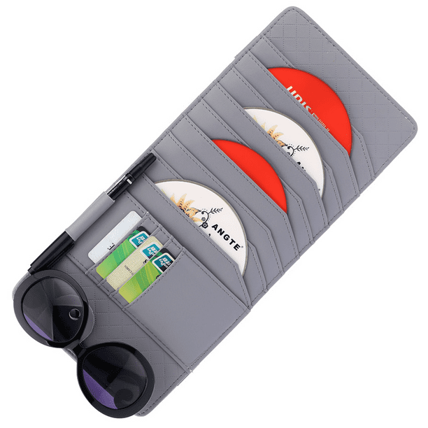 CD Sun Visor Organizer CD DVDs Storage Case Holder Leather Vehicle