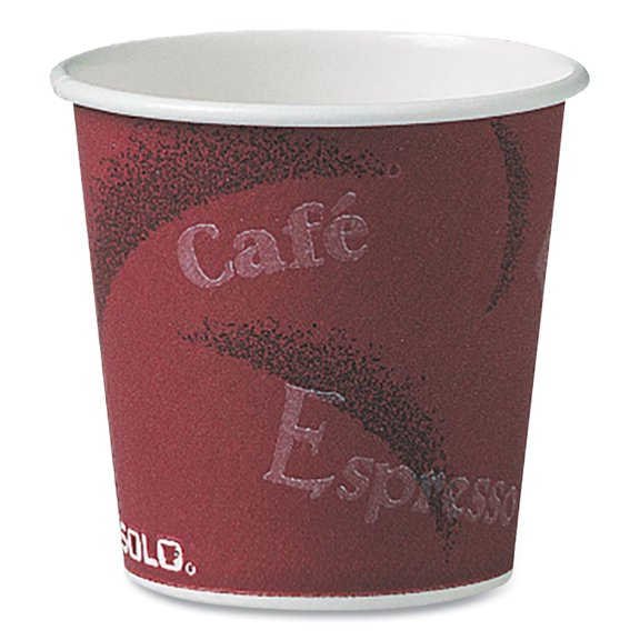 Dart® Polycoated Hot Paper Cups, 4 Oz, Bistro Design, 50/pack, 20 Pack/carton