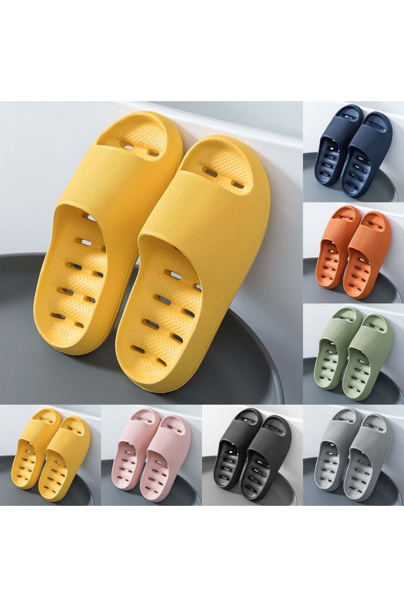 Womens House Slippers Sofft Sandals for Women Non- Breathable Black Slides for Women Open Toe Rubber Sole Mens Shower Shoes for Summer Beach