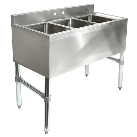 GRIDMANN 3 Compartment NSF Stainless Steel Commercial Bar (Best Thing To Clean Stainless Steel Sink)