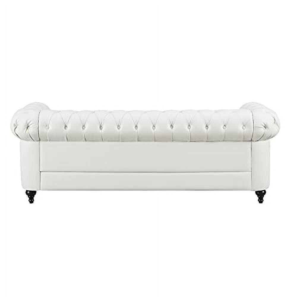 Naomi Home 2 Piece Faux Leather Tufted Arm Living Room Set White