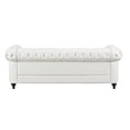 thumbnail image 6 of Traditional Tufted Chesterfield Faux Leather 3 Seater Sofa with Rolled Arm, Deep Button Tufted for Living Room Bedroom, Faux Leather, White, 6 of 10