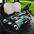 thumbnail image 2 of Golf Cart Seat Covers for 2 Seater,Teal Blue Black Geometric Microfiber Cart Seat Towel Blanket,Modern Abstract Art Block Absorbent Breathable Non Slip Bench Seats Protector for Golf Course 51"x31", 2 of 9