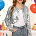 thumbnail image 7 of Otqutp Sequin Bolero Girls Jacket Long Sleeve Glitter Open Front Shrug Kids Sparkly Blazer Cropped Tops Cardigan Outerwear, 7 of 7