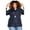 Navy, variant on Women's Plus Size Belted Hood Puffer Coat