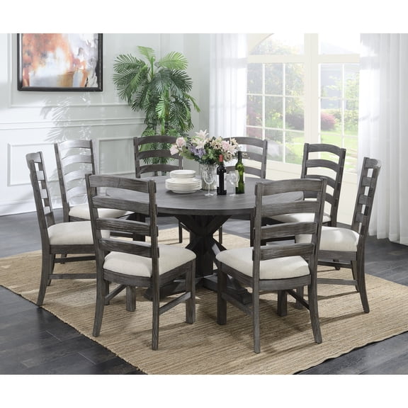 Brown Solid Wood Dining Chair Set / Easy Setup for Home Decor