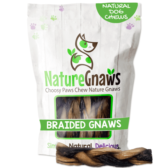Nature Gnaws Braided Gnaws for Dogs 5-6" (3 Count) Rawhide-Free Beef Chew Treats