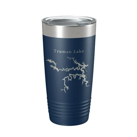 

Harry S. Truman Lake Map Tumbler Travel Mug Insulated Laser Engraved Coffee Cup Missouri 20 oz Navy Blue