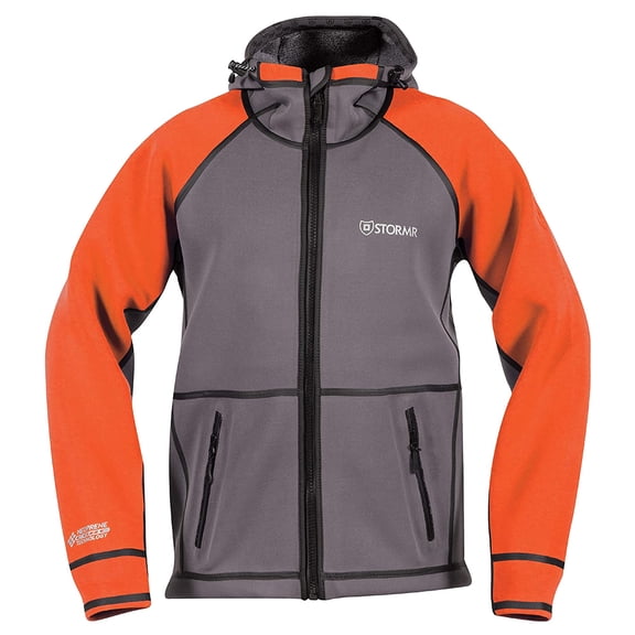 STORMR Adult Male Typhoon Foul Weather Jacket, Color: Smoke/Orange, Size: XL