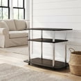 thumbnail image 2 of Wood TV stand in Americano, Chrome finish, three-tier shelving, media storage, 2 of 6