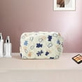 thumbnail image 5 of Unique Bargains 1 Pc Quilted Square Flowers Makeup Bag Beige Polyester, 5 of 6