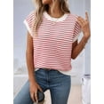thumbnail image 4 of Women'S Sweater Vest Striped Pullover Tank Top Round Neck Cap Sleeve Summer Casual Clothes Red XL, 4 of 10