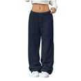 thumbnail image 2 of Womens Fluffy Pajama Pants Fuzzy Fleece Flannel Cozy Drawstring Lounge Pant Winter Warm Pj Bottoms Navy L, 2 of 7