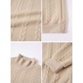 thumbnail image 6 of Men'S Mock Neck Vertical Cable Knit Long Sleeve Pullover Sweater Khaki S, 6 of 7