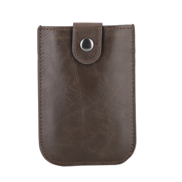 Cartera segura para tarjetas de presentación y artículos esenciales Estuche elegante para tarjetas de identificación y crédito de aluminio en tono café