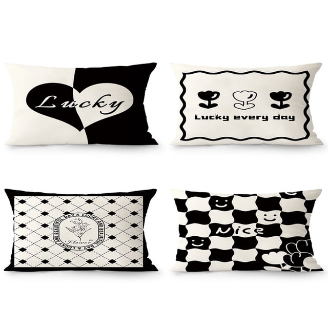 Juego de fundas de almohada Lucky Hearts Smiley Faces, 40 x 60 cm, 4 unidades