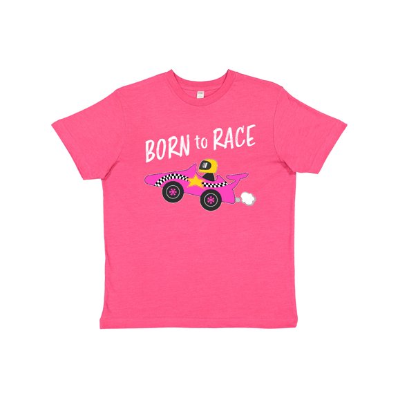 Inktastic Born to Race- Pink Race Car Youth T-Shirt