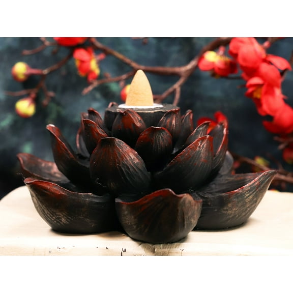 Ebros Buddha Padma Lotus Incense Stick Backflow Cone Holder Burner Figurine