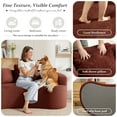 thumbnail image 5 of COOLHUT 65" 3 Seater Sofa Couch, Plush Floor Sofa Couch with Cozy Cushions & 3 Pillows, Curved Back Teddy Fabric Sofa for Living Room, Small Space, Red (Sofa-in-a-Box), 5 of 11