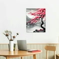 thumbnail image 2 of Wuche  Cherry Blossom Decor - Japanese Decor Cherry Blossom Wall Art Black White Wall Art Pink Floral Painting Art Paintings Living Room Wall Decorations Wall Decor Bedroom Framed  12x16 in, 2 of 4