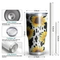 thumbnail image 6 of 30oz White Sunflower Cow Print Pattern Tumblers Stainless Steel Tumbler with Lid and Straw,Vacuum Insulated Double Wall Travel Tumbler Cups Mug with Cleaning Brush for Coffee,Tea, 6 of 7