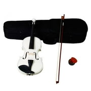 Full Size 4/4 Solid Violin, Acoustic Violin Fiddle Starter Kit with Case, Bow, Rosin, Musical Instruments for Kids/Adult, Violin for Beginners, Student Solid Violin, Gift, White, W6761