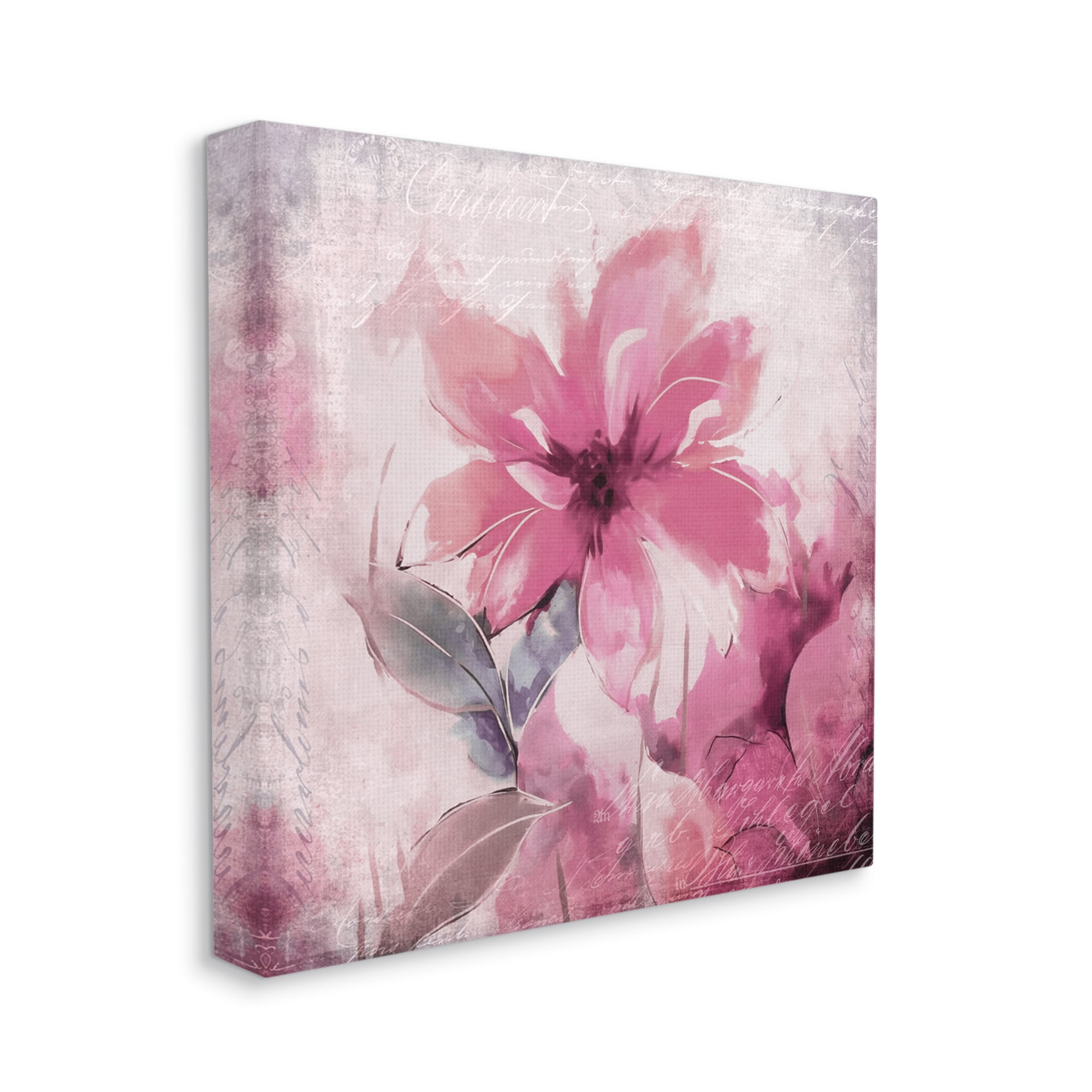 Stupell Industries Vintage Pink Florals Botanical & Floral Painting Gallery Wrapped Canvas Art Print Wall Art, 36 x 36