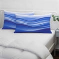 thumbnail image 4 of Blue Striped Throw Pillow Cover, Pillowcase Protectors with Zipper, Breathable Decorative Lumbar Pillow Case Cover, Modern Abstract Art Wave Moire Gradient Pillow Shams for Couch Sofa 12x20Inch, 4 of 8
