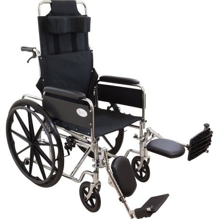 Roscoe Medical R-Series Reclining Wheelchair, 18" Seat with Elevating Legrests, 250 lb Capacity