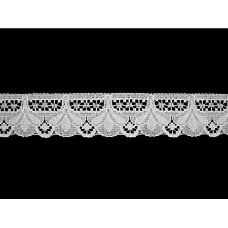 Fancy Lace Trim - Altotux 1 inches White Raschel Lace Trim By Yardage Wholesale Lot By 10 Yards