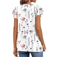 thumbnail image 4 of Fantaslook Womens Blouses Dressy Casual Pleated Tunic Tops Floral Ruffle Sleeve Summer Shirts, 4 of 8