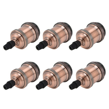 

WonderfulMart 6 Pcs Lamp Holder Metal E26 E27 Screw Retro Lighting Base Accessories with Ground Aluminum ShellRed Bronze