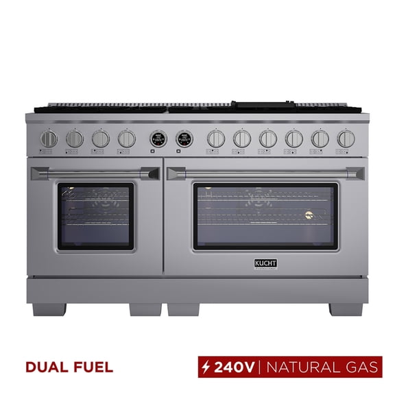 60 in. 7.9 cu. ft. 10 Burners Dual Fuel Range for Natural Gas in Stainless Steel