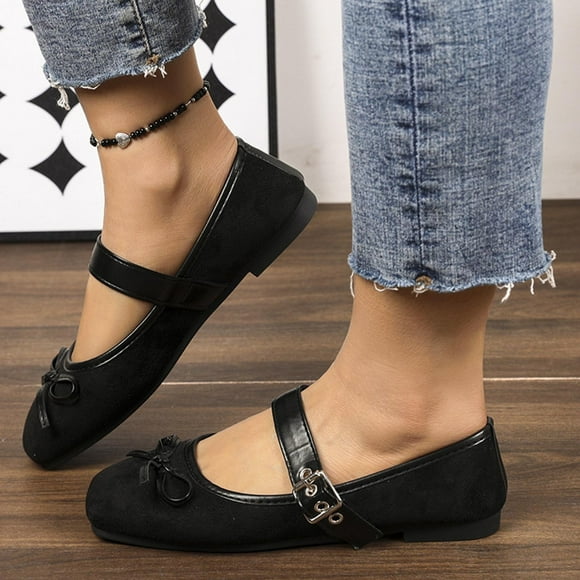 Wowcloth Women's Fashion Casual Spring & Summer French Mary Jane Bow - Knot Cap - Toe Flat Shoes