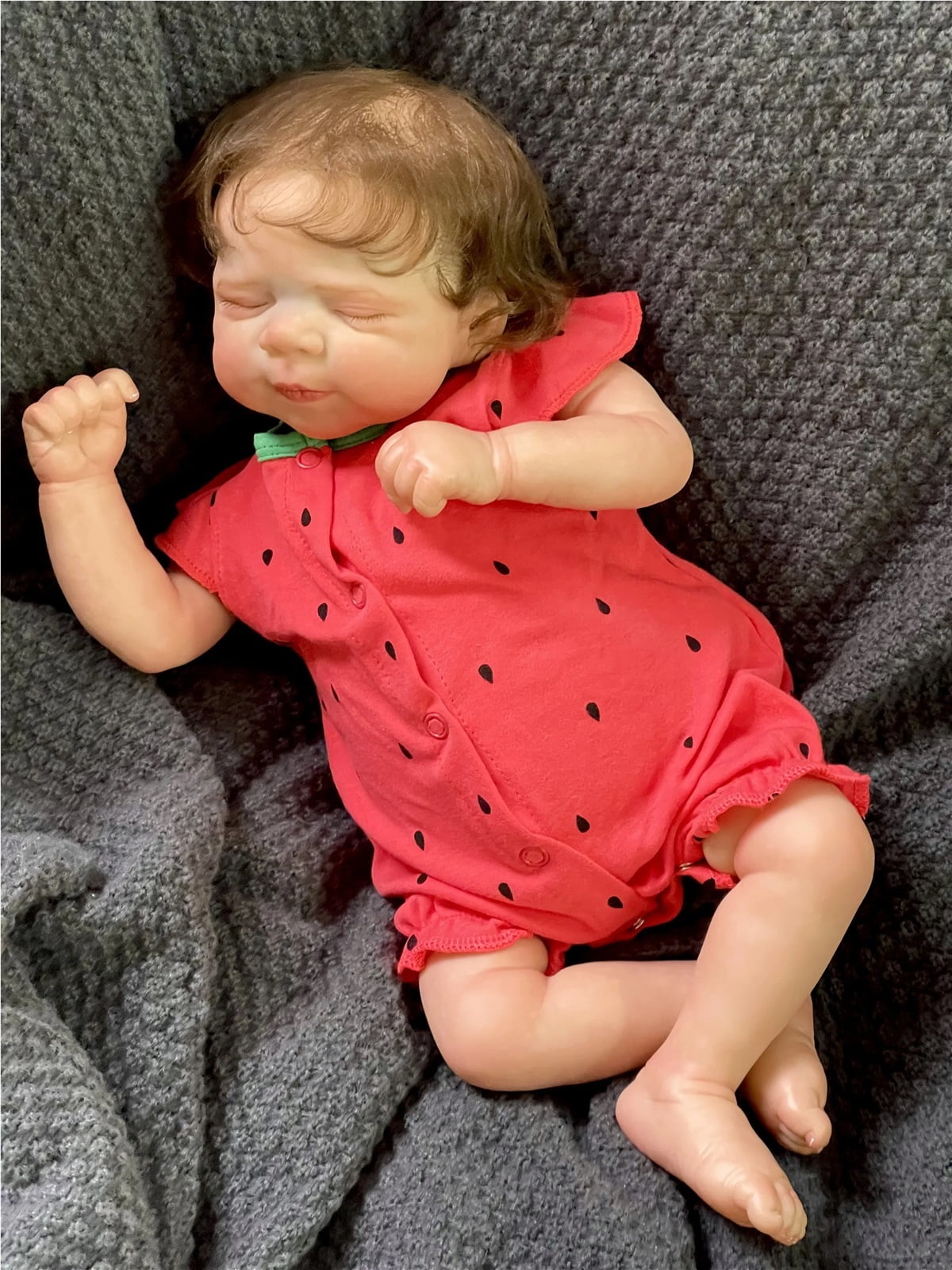 GloTide 19inch/48cm Real baby doll Real Soft Touch Baby Realistic Silicone Reborn Baby Doll With Hand-implanted artificial hair