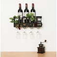 Soduku Wall Mounted Metal Wine Rack 4 Long Stem Glass Holder Wine Cork Storage