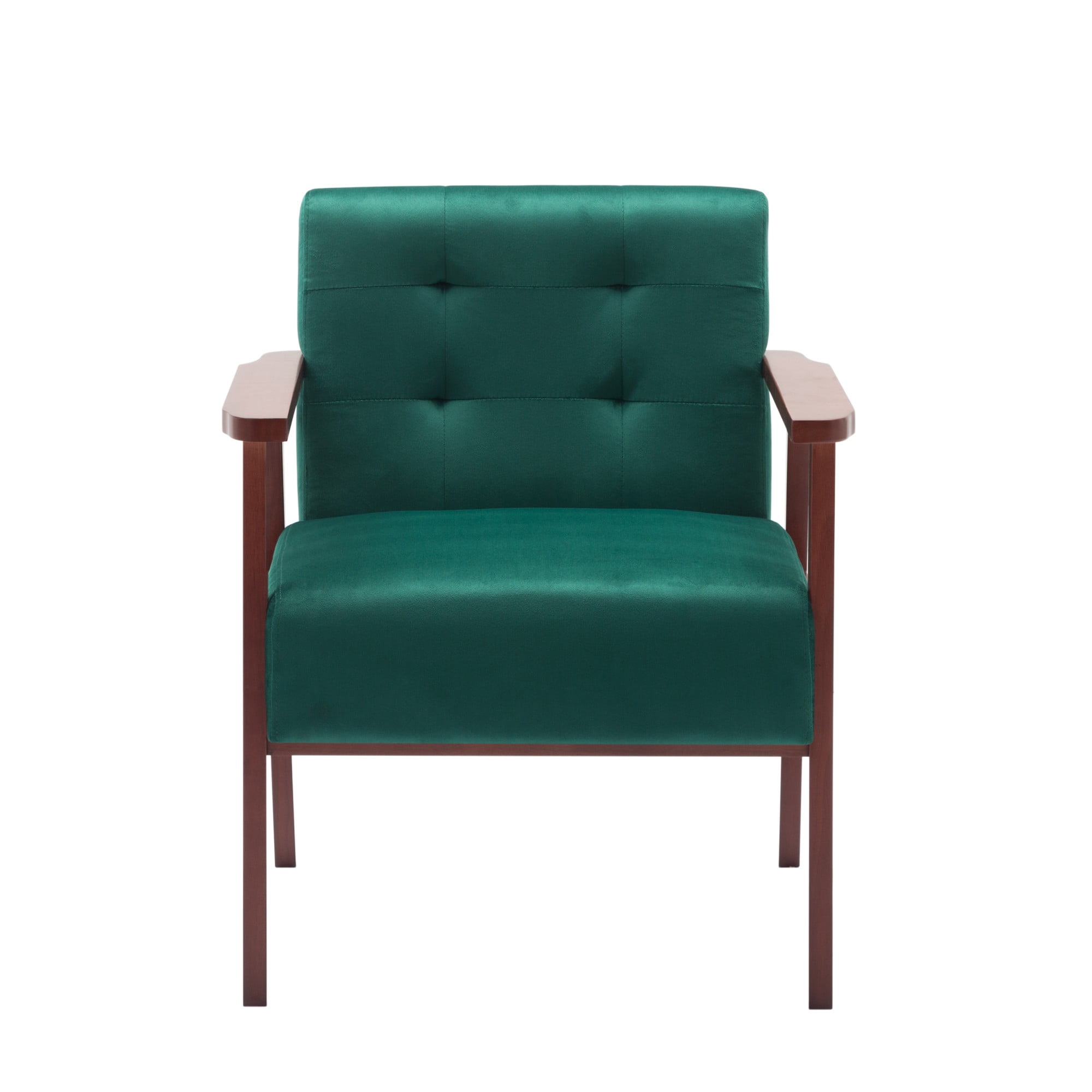 Gewnee 25.39 inch Wood Frame Upholstered Armchair,High Density Sponge Seat Cushion with Anti-Slip Foot Pads,Suitable for Living Room,Bedroom and Office.Green