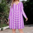 thumbnail image 2 of Aesthetic Purple And White Ripple Long Sleeve Dresses For Women Vintage Elegant Party Dress Oversized V-neck Dress S-8XL, 2 of 7