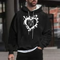 thumbnail image 2 of ZCFZJW Big and Tall Regular Fit Casual Hoodie Tops for Men Lightweight Funny Heart Pattern Print Long Sleeve Drawstring Hooded Outwear Coat Trendy Oversized Baggy Sweatshirts Black XXXXL, 2 of 5