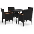 thumbnail image 1 of vidaXL 5 Piece Garden Dining Set Black Poly Rattan and Acacia Wood, 1 of 5