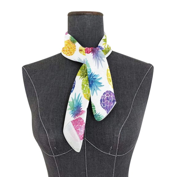 Square Scarf 24x24 Inch Vibrant Watercolor Pineapples Silky Satin Sun Protection Neck Scarf for Women Multi-Purpose Head Wrap Bandana for Hair Bag Decoration