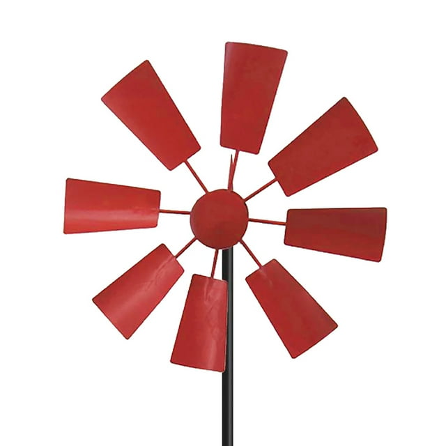 Pastoral hierro multicolor t'y jardín plug-in molino de viento giratorio jardinería patio villa decoración al aire libre molino de viento plug-in (rojo vino)