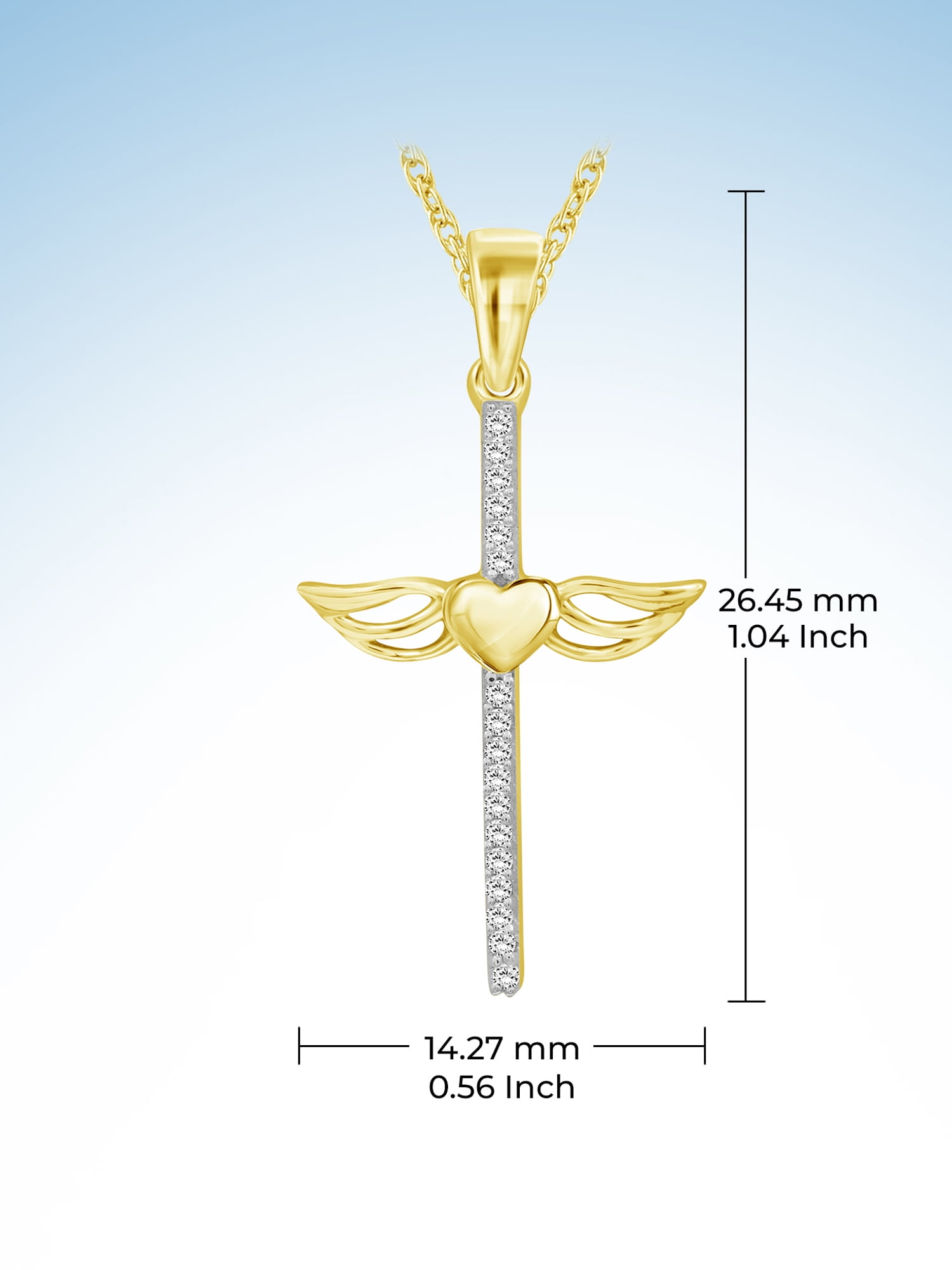 JewelersClub Diamond Cross Pendant Necklace for Women | 14K Gold-Plated Silver
